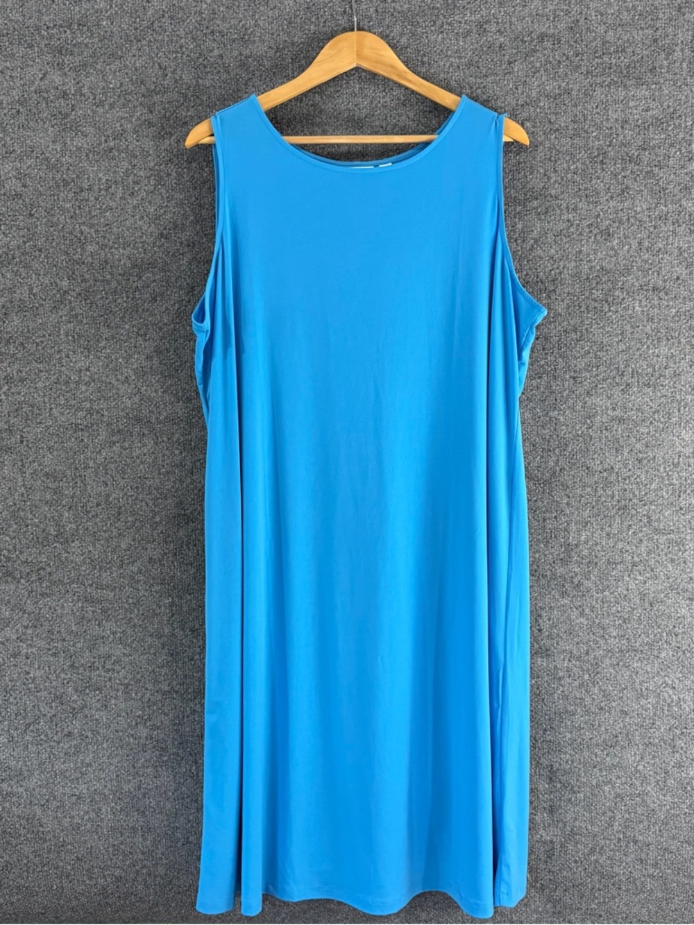 Susan Graver Womens Liquid Knit Sleeveless Dress Size 2X Blue Vacation Stretch